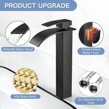 Robinet de lavabo cascade à large ouverture en acier inoxydable avec poignée unique pour évier chaud et froid