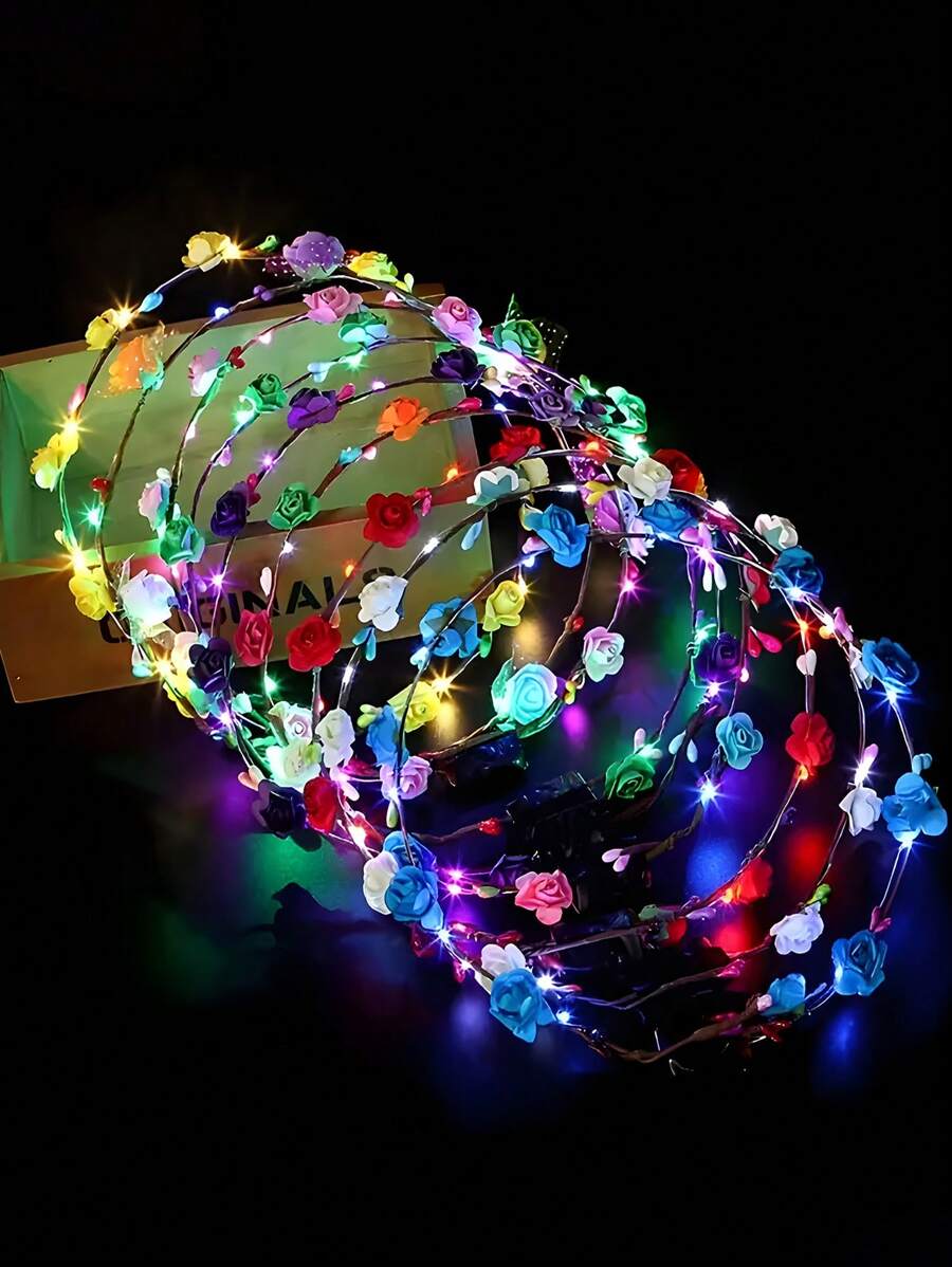 10 cái/6 cái/3 cái/1 cái-Đèn LED trang trí đầu cho nữ Vòng hoa phát sáng nhiều màu sắc Phụ kiện đội đầu hoàn hảo cho đám cưới, tiệc bãi biển Giáng sinh Hóa trang Halloween Đám cưới Tiệc sinh nhật Lễ kỷ niệm ngày lễ Chụp ảnh Chuyến cắm trại Hòa nhạc - Nhiều màu - Xem 1