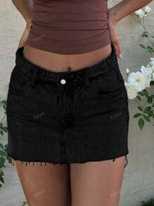 Cross-Border Popular European & American Street Fashion Summer Vintage Casual Vacation Denim Mini Skirt For Women