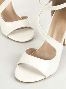 性感高跟凉鞋，交叉带露趾，时尚百搭的办公室通勤高跟鞋，超高跟舒适穿着 - 白色 - 查看 7