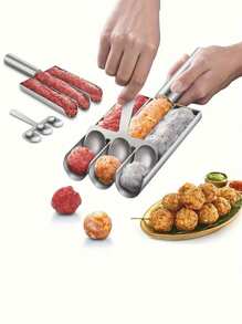 2 piezas Máquina para hacer albóndigas de acero inoxidable antiadherente - Perfecta para cocinas de autocaravanas, cocinas del hogar, picadores de carne de triple acero inoxidable 304 que garantiza la seguridad alimentaria, utensilios de cocina
