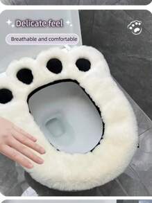 1pc Cartoon Style Toilet Seat Cushion, Soft Plush Full Coverage Toilet Seat Cover, Applicable For Various Toilet Types, Suitable For All Seasons