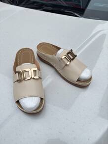 Women's Casual Buckle Strap Sandals, Comfortable Flat Beach Slippers, Stylish & Versatile Vacation Shoes For Daily Wear