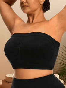 2 Pcs Plus Size Open Shoulder Bralette Set, Backless Halter Bra For Women - Multicolor - View 9