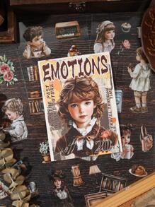 80 Retro Fashion Illustration Stickers Set, Cartoon Style Romantic Nostalgic Girls, Household Items, Cute Pets And Other Elements, PET Waterproof Creative Diary Decoration, Very Suitable For Notebooks, Water Bottles, Skateboards, Fresh And Simple Stickers