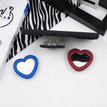 1 pieza Espejo de silicona con forma de corazón y soporte retráctil para teléfono con ventosa, conveniente para retoques de maquillaje, compatible con iPhone, Android, regalo para cumpleaños, familia y amigos, soporte y accesorios para teléfono