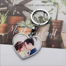 1pc 定制照片 DIY 图案吊坠不锈钢钥匙扣情侣纪念礼物配件吊坠礼物心形圆圈可选，适合节日礼物母亲节/父亲节/感恩节/教师节/情人节礼物，钥匙吊坠包包配件 - 彩色 - 查看 8