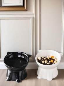 1 件猫/狗爱好者礼物和狗/猫妈妈爱宠物碗，猫爱好者和猫妈妈爱碗，可爱塑料碗，狗爱好者和狗妈妈爱水碗，猫/狗爱好者礼物和狗/猫妈妈爱宠物护颈高脚斜碗，防止翻倒 - 彩色 - 查看 1