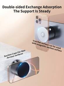 Foldable & Extendable Dual-Sided Magnetic Phone Holder With Vacuum Suction Cup, Multifunctional Magnetic Phone Stand Compatible With IPhone, Android Phones, Birthday Gift For Family And Friends, Summer Gift, Birthday Car Accessory, Car Phone Holder - Multicolor - View 3