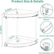 1 pièce Organisateur de salle de bain à 2 étages en acrylique, Étagère de rangement de salle de bain transparente pour le coin, Étagère d'angle à 2 couches pour le rangement de maquillage