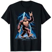 Rock And Roll Bigfoot Sasquatch Sunglasses On Rock Music T-Shirt