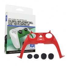 Juego TOPWOLF 5 en 1: Cubierta protectora del controlador de juego, que incluye cubiertas decorativas de repuesto para el frente y el mango central, y 4 tapas para los joysticks, compatible con 5 accesorios de juego, fabricado en material ABS, molde auténtico (controlador no incluido) - Juego de fundas 5 en 1 para PS5 - Ver 8