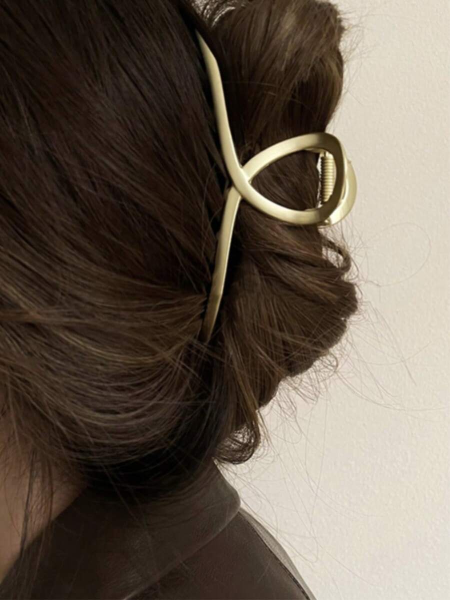 1 件高端金属发夹，女士时尚发夹，大号，夏季 - 金色 - 查看 1