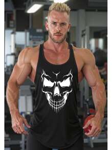 Men's Fitness Tank Top Skull In The Veins - Black - View 2
