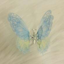 1pc Motion Sensor Metal Butterfly Hair Clip For Girls, 3D Embroidery Princess Style Hair Accessory