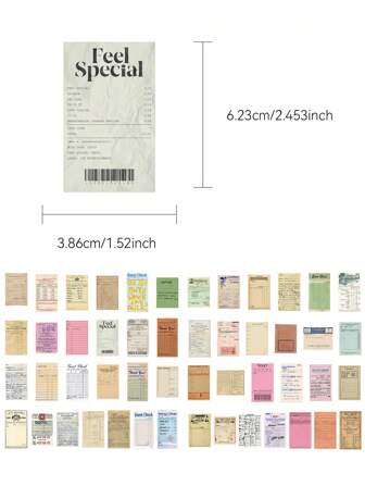 50 stuks vintage stickers in de vorm van een boek, een handboek, een telefoonhoesje in retrostijl, doe-het-zelfmateriaal, decoratieve stickers, schoolbenodigdheden, terug naar school