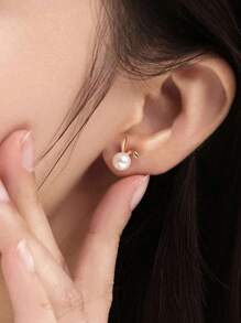 2 Pieces Of Simple Personalized Cute Playful Rabbit Faux Pearl Earrings Earrings Stud Female