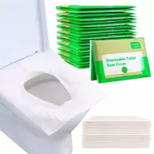 20/50/100pcs Disposable Flushable Toilet Seat Covers - Provide Protection For Travel, Schools And Public Restrooms, Portable For Travel, Airplane, Camping, Hotel, Public Toilet, Bathroom, Waterproof Toilet Pad Accessories, Bathroom Supplies, Camping And Hiking Accessories - Green - View 1