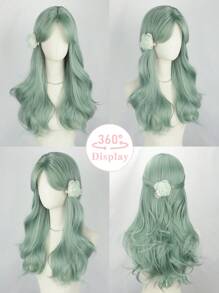 Long Wavy Wig With Bangs, Synthetic Fiber, Multi-Color Wavy Wig, Suitable For Daily And Party Use, Natural Smooth And Realistic Wig (Excluding Acessories)