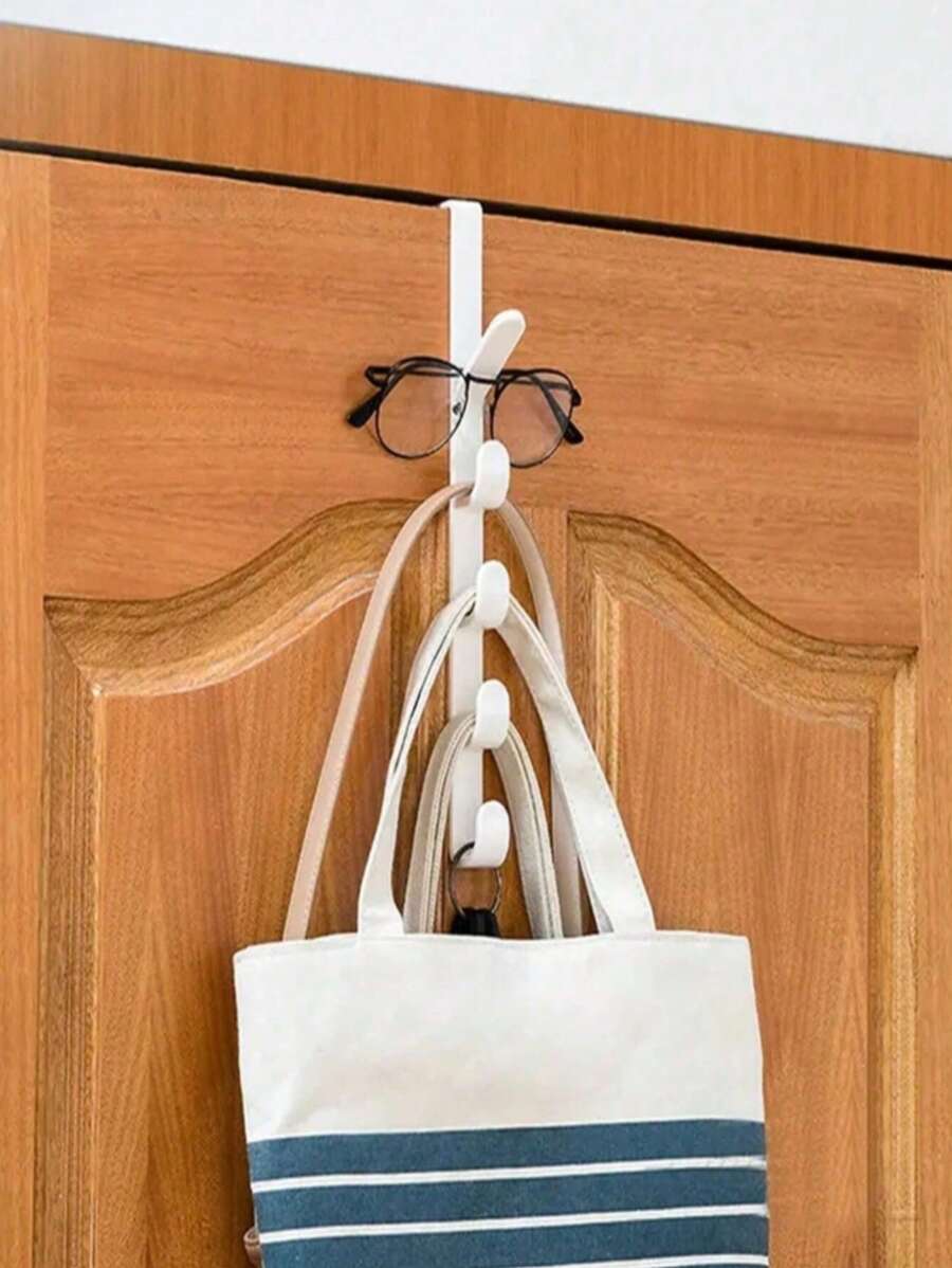 卧室门后 2 个免钻挂钩，衣柜、衣架和门上的塑料家用储物挂钩 - 彩色 - 查看 1