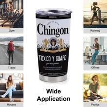 1 Pc Mexico Chingon Mark 20oz Stainless Steel Insulated Cup With Lid Flat Bottom - Insulated, Shattered, Leak Proof - Reusable, Multipurpose, Hand Washable Only - Perfect For Coffee, Outdoor - Unique Gift For Family And Friends Back To School