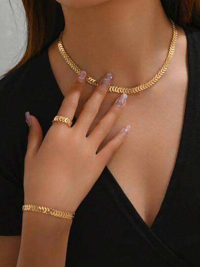 3 件套小麦耳环、手链和项链套装，适合女性在婚礼上佩戴