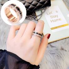 1pc Fashionable Rotating Roman Rhinestone Ring, Retro Style New Versatile Roman Numeral Micro-Inlaid Zirconia Spinning Ring, Stress Relief Anti-Anxiety Titanium Steel Ring, Personalized Accessories Ring, Friend/Wedding/Valentine's Day/Birthday Gift, Mom, Mother, Mother's Day, Gift
