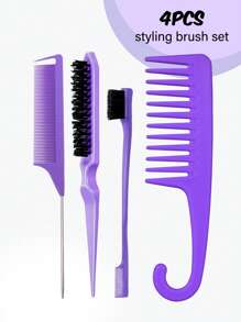 3/4/5/6/7/11pcs Hair Combs Set For Women And Men, Comb Set For Teasing, Edge & Back Brushing,Nine-Row Comb, Spray Bottle For Detangling Brush, Scalp Massager Shampoo Brush,Premium Wide Tooth Comb,Flower Hair Clip,Brush Set For Hair Styling