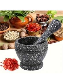 طقم مفرمة ثوم ومطحنة بهارات يدوية من البولي بروبلين مع هاون ومدقة - مثالي لطحن الأعشاب والبهارات، رائع للطبخ المنزلي والمطاعم، مفرمة ثوم