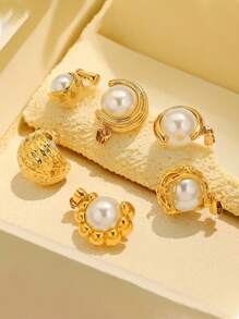 1PC Stainless Steel Fashion Casting Can Rotate Faux Pearl Pendant Gold Plated DIY Necklace Pendant Accessories Fashion Accessories