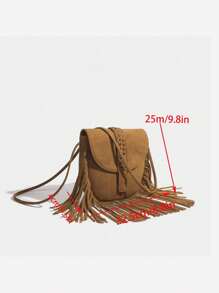 Southeast Asia Explosion Bag Female 2025 New Suede Cover Diagonal Tassel Bag - Camel - View 2