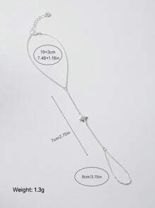 1pc 925 Sterling Silver Octagonal Star Diamond Ring Bracelet, Sterling Silver Bracelet Hypoallergenic, Suitable For Women Daily/Party/Dating Wear - Eight-pointed Star Bracelet - View 3