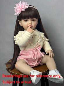 Lifelike 55 CM Can Stand Reborn Doll Toy With Full Soft Vinyl Body 22 Inch Alive Newborn Bebe Lovely Dress Up Birthday Gift (Some Parts Random)