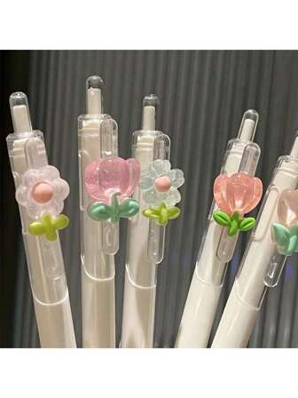 5/2/1 ペン、ランダムな可愛い速乾性の花柄ニュートラルペン、ボールペン、可愛い型押しペン、学生や女の子に最適、友人や親しい人への入学シーズンのプレゼントにぴったりです。