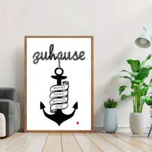 1pc Customizable Name Canvas Art Poster, Anchor Pattern, Frameless Modern Wall Decor For Rooms, Living & Dining Areas - Ideal Personalized Gift For Home And Family Gifts Birthday Graduation