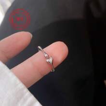 1 件简约风格 S925 银不对称心形开口戒指适合女士日常佩戴