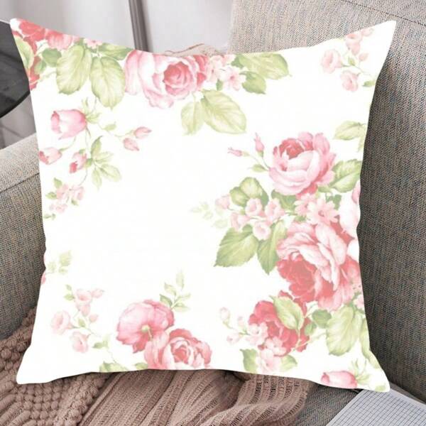 1PC,Vintage - Floral Style, Decorative Throw Pillows With Rose Patterns. All - Seasons Universal, (Pillow Cores Not Included).