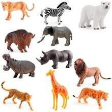Realistic Animal Model Figurines, Lion, Tiger, Rhino, Hippopotamus, Giraffe Ornamental Collectibles
