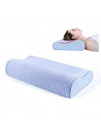 1pc Bamboo Memory Foam Sleep Pillow Contoured Cervical Orthopedic Pillow Neck Support Breath Pillow For Neck Shoulder Relax, Adjustable Ergonomic Orthopedic Contour Support Pillow, Back Stomach Side Sleepers, Removable Cover