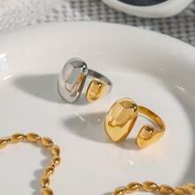 S SHOPBOHO 1枚防褪色不锈钢镀金开口戒指，时尚个性饰品，手指配饰