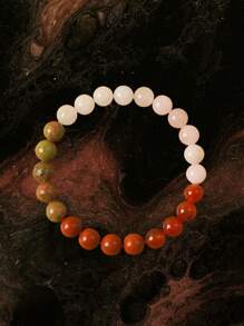 1pc/Fertility Bracelet - Healthy Pregnancy Bracelet 8mm Moonstone Healing Stone Beaded Jewelry Gift 1pc Fertility Bracelet - Healthy Pregnancy Bracelet Sun Stone Powder Crystal Beaded Bracelet Female Mother-To-Be Jewelry Gift - Multicolor - View 3