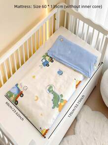 3 件婴儿卡通床上用品套装（1 * 羽绒被套 + 1 * 床垫套 + 1 * 枕套），舒适床上用品套装，卡通字母恐龙与太空宇宙图案，120 * 150 厘米羽绒被套、床垫套、枕套（无填充物），返校 - 太空旅行 - 查看 5