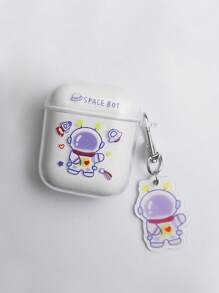 宇航员创意耳机保护壳，适用于苹果 1/2 代蓝牙耳机，透明软硅胶耳塞套 - 彩色 - 查看 2