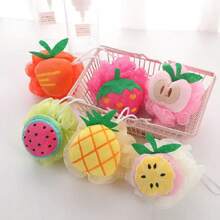 1pc Fruit Cartoon Lovely Modeling Bath Ball, Advanced Anti-Scattering Bath Rub Back Cleaning Foam Soft Light Skin Bath Ball Bath Flower Ball