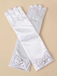 1 Pair Children's Satin Gloves Princess Satin Fabric Magic Gloves For Girl - Yellow - View 4