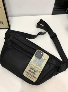 Men's Functional Sports Cycling Sling Bag, Large Capacity Casual Lightweight Crossbody Messenger Bag