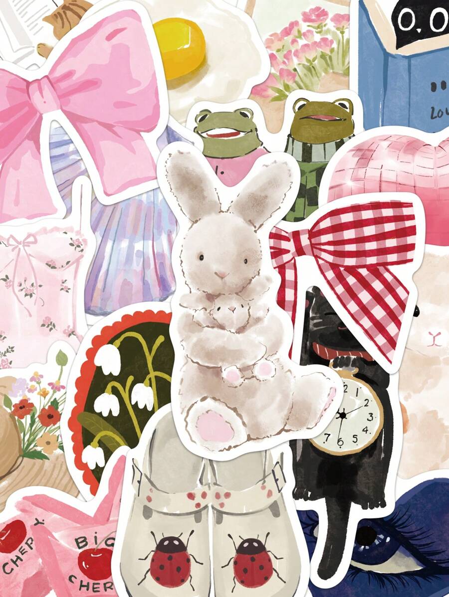 50pcs Watercolor Style Original Stickers Laptop Handbook Phone Case Decoration Stickers