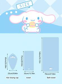 Sanrio Sanrio Characters 3-Piece ‌Cinnamoroll Towel Set - Bath Towel, Hair Dry Turban, Face Cloth - Super Absorbent Quick Dry For Women/Men, Kawaii Travel & Gym Essentials (Hello Kitty, My Melody) - 2025 Best Seller