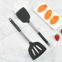 2pcs Silicone Heat Resistant Cooking Utensil Set - Silicone Slotted Turner & Ladle, Non-Stick Safe For Cookware, Easy To Clean - Multicolor - View 1