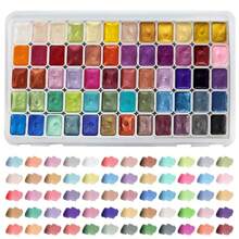 60 色珍珠水彩颜料：金属固体颜料便携式绘画艺术套装 - 适合艺术家、成人和专业人士的完美节日礼物 - 60 colors - 查看 1